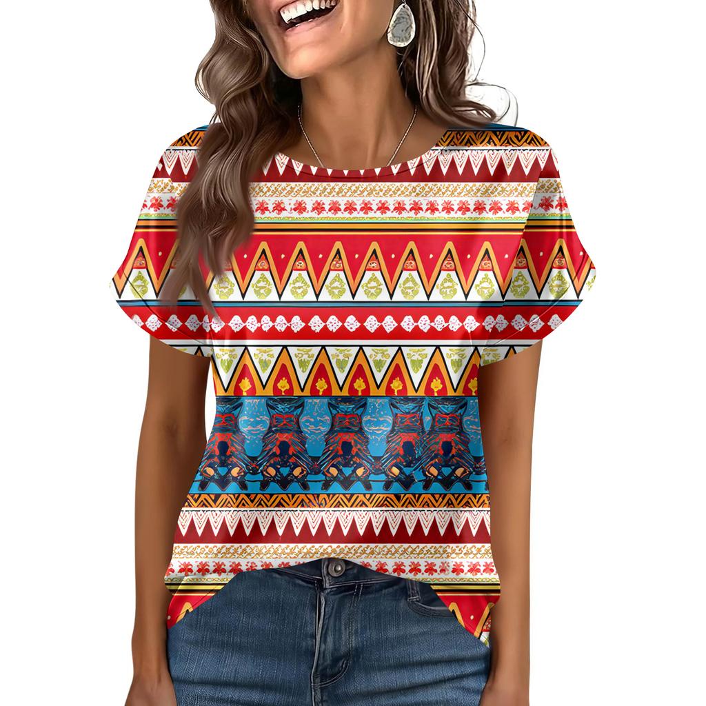 Women's Fashionable Casual Vintage Printed Top