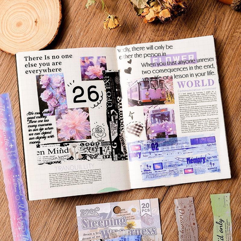 20 pcs/pack Vintage Long strip Sticker Creativity Decorative Hand Account Diary Album Scrapbooking accessories