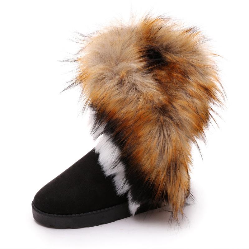 Velké sněhule, nový britský styl, kulatá špička, plochý podpatek, nadýchaný lem, plyšové, teplé, neformální boty