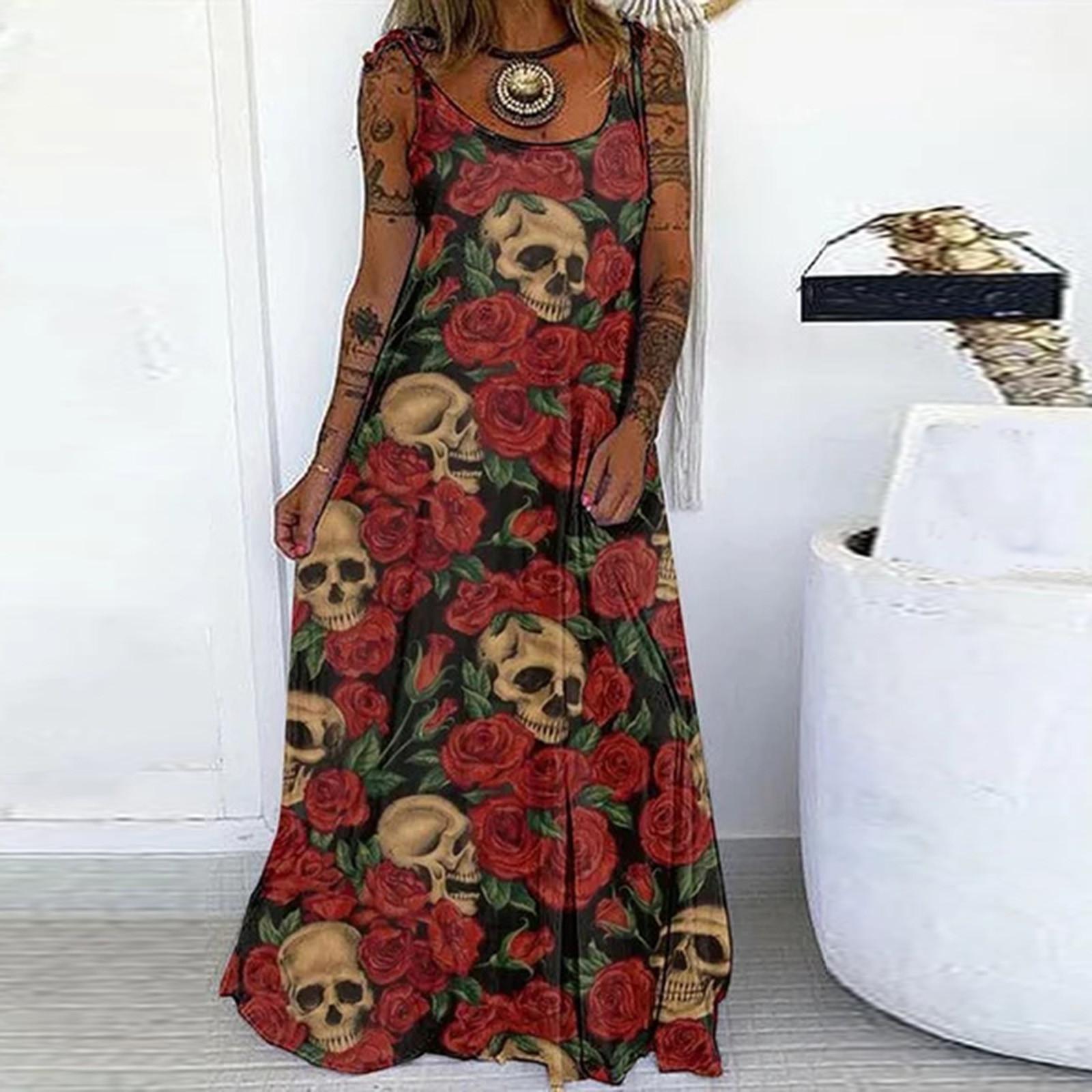 

Женская мода на Хэллоуин с принтом без рукавов и пуловером Patry Dress M красный