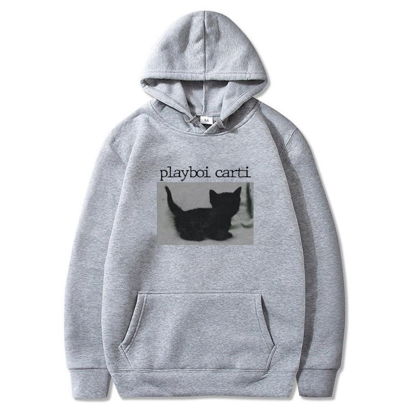 Playboi Carti Hoodies Rapper Black Cat Print Hoodie New Sweatshirt Men Womnen Fashion Design Pullover Men's Fleece Hoodies