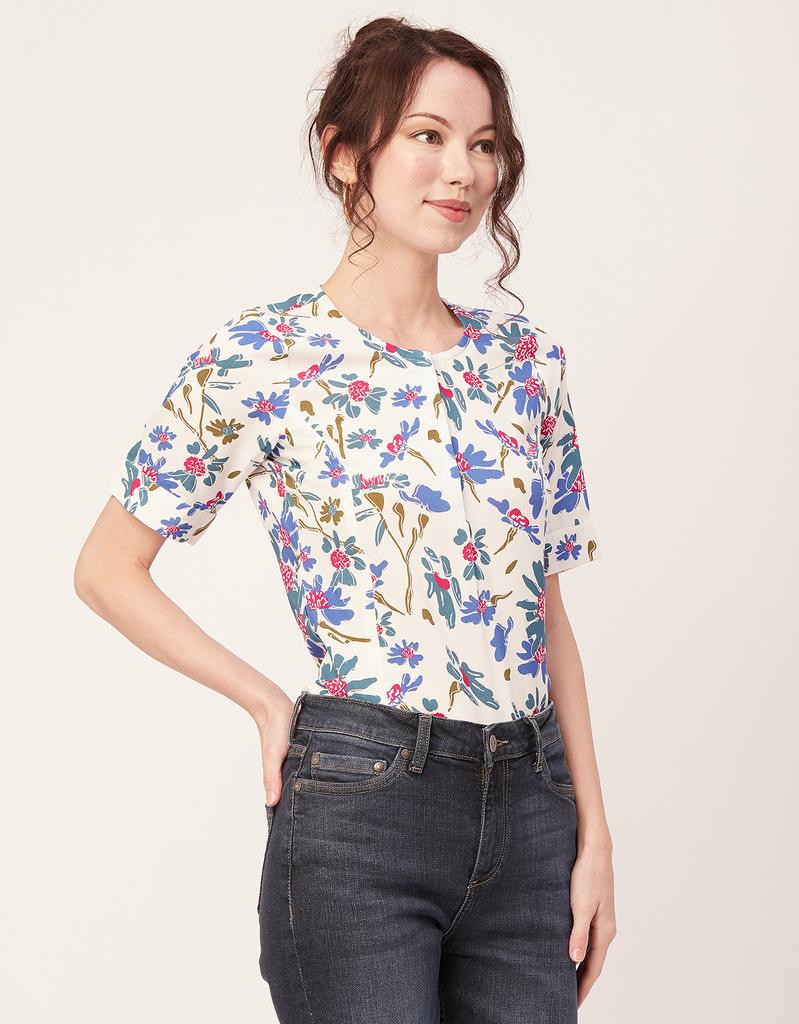 Moomaya Women's V-Neck Printed Tunic Top – Lightweight Rayon Long Sleeve Summer Top - View #2