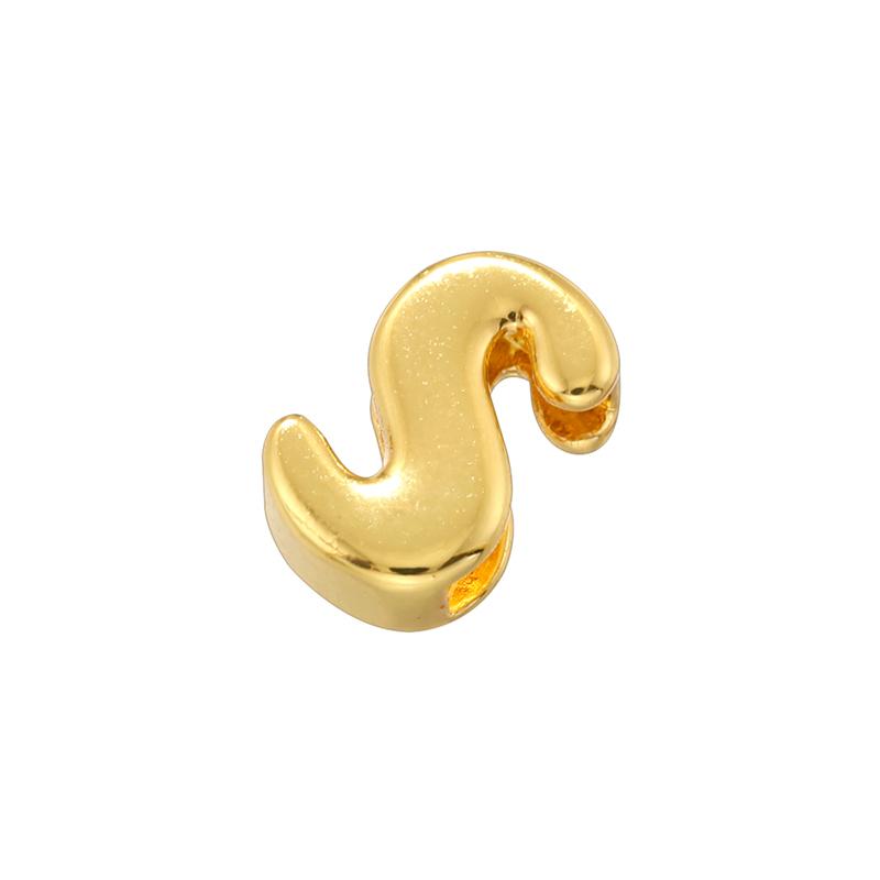 Gold Plated Brass Eco-Friendly Plating A-Z Initial Letter Beads, Cute DIY Jewelry Making Accessories Beads:VZ442