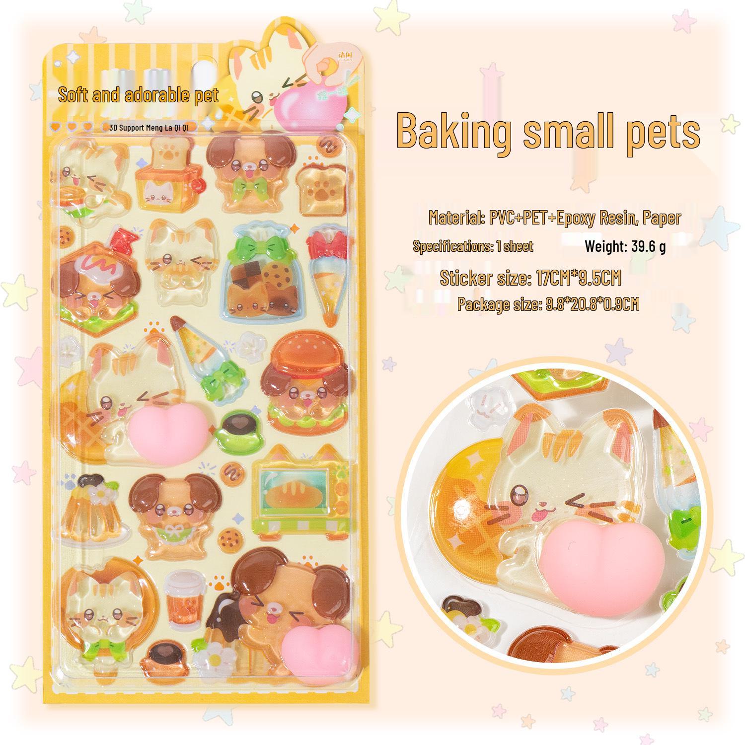 Yuxian 3D Soft Embossed Cute Pet Stickers: Slow Rebound Decompression Toys for Journals and Phone Cases