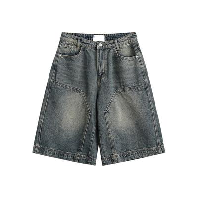 Vintage Bol Paça Jean Şort Kadın Yıkanmış Geniş Paça Capri Pantolon Günlük Barrel Jean Kot Şort Erkek Oversize