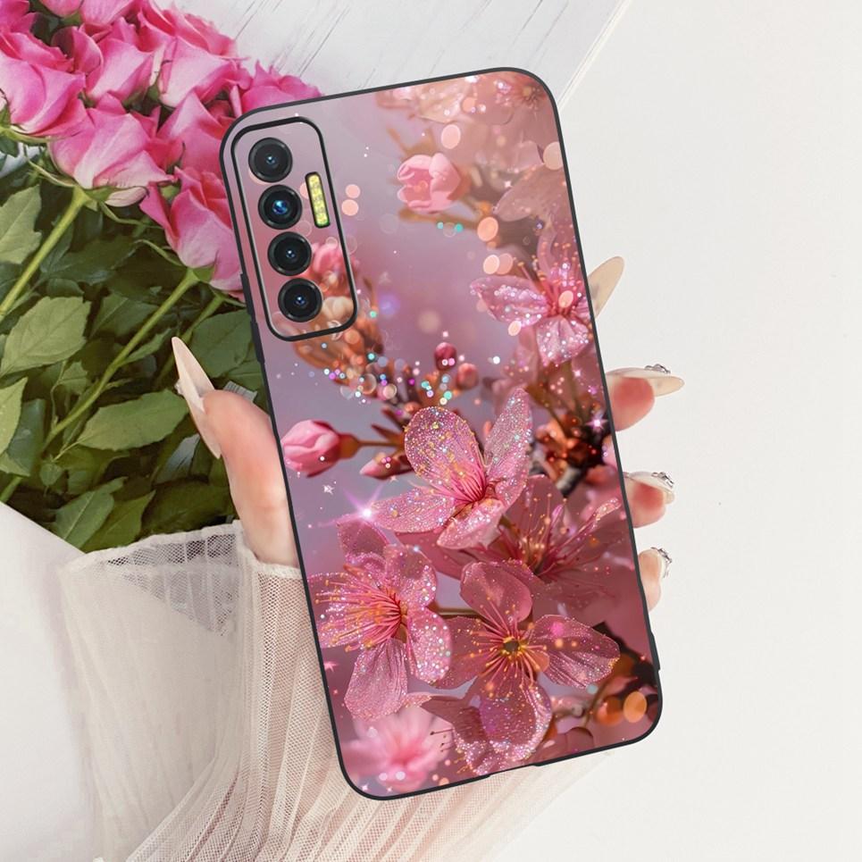 Luxury Flower Butterfly Bow Pattern Casing For Tecno Camon 17P 17 Pro Back Cover Clear Soft Silicone Phone Case For Camon17