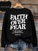 Casual Women's Hoodies Faith Over Fear Letter Printing Sweatshirts Fleece Warm Comfortable Pocket Pullovers Autumn Streetwear
