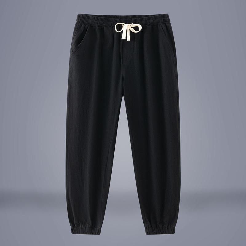

Men Drawstring Elastic Waist Solid Color Casual Loose Jogger Pants M чёрный