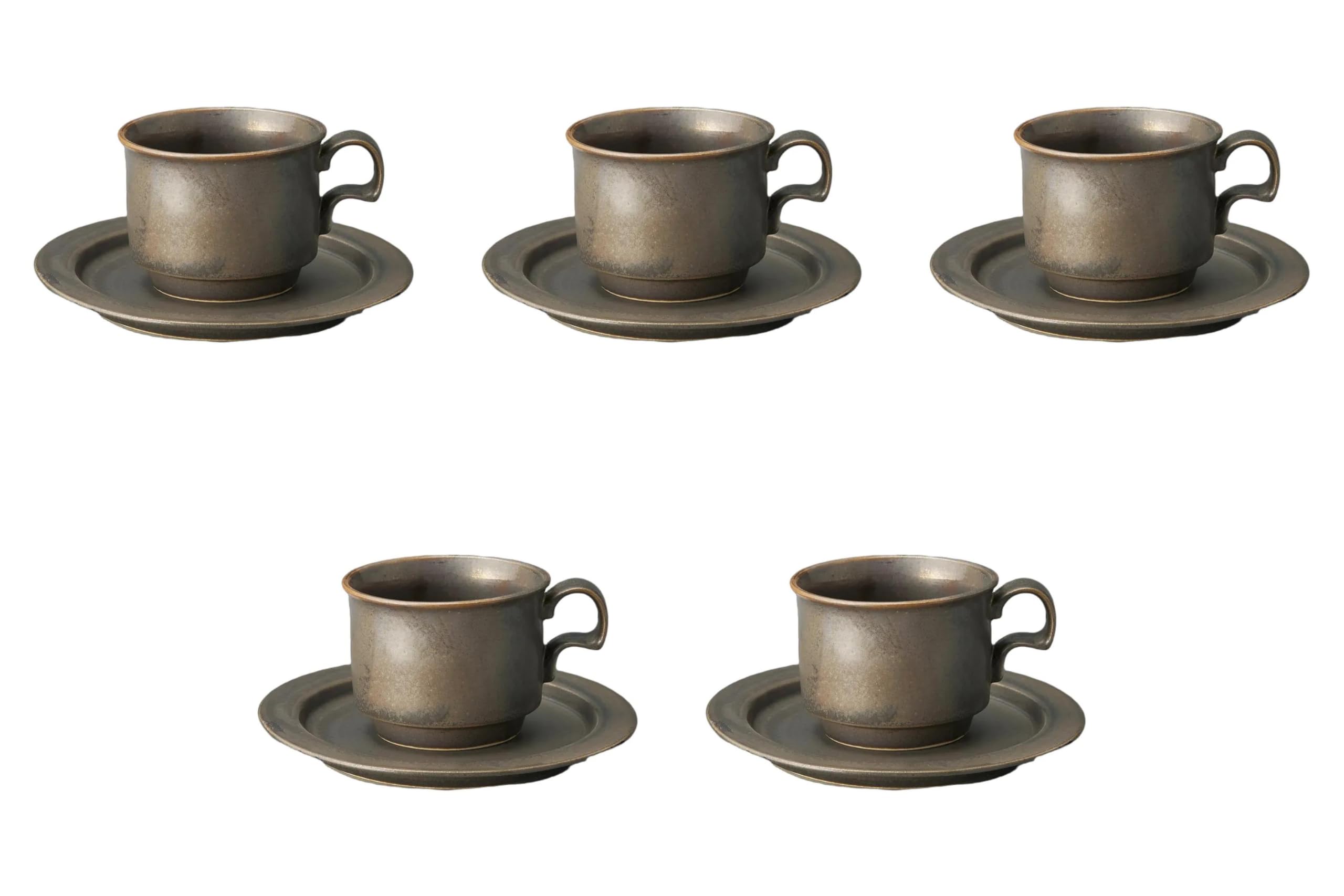 

Набор из 5 марганцевых штабелируемых чашек и блюдец x см Набор чашек и блюдец Setomonohonpo Закаленный в печи [8.9 6.8 (250cc)]