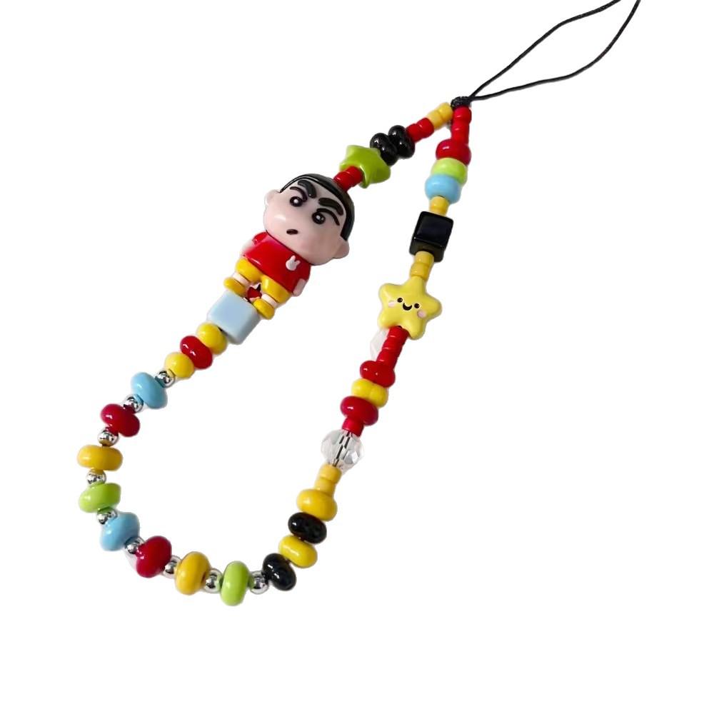 Cartoon Doll Beaded Phone Case Lanyard & Camera Keychain Pendant