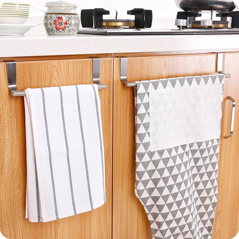 Towel Rack Over Door Towel Bar Hanging Holder Stainless Steel Bathroom Kitchen Cabinet Towel Rag Rack Shelf Hanger