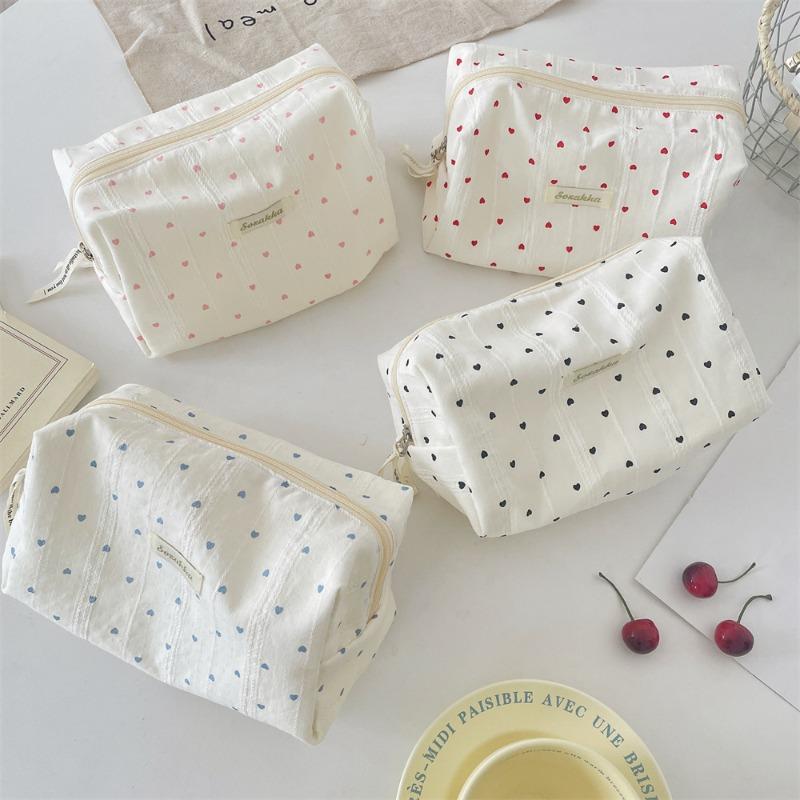56171 Striped Love Cosmetic Bag Portable Travel Large Capacity Washing and Makeup Sub-packaging Small Square Bag Storage Bag