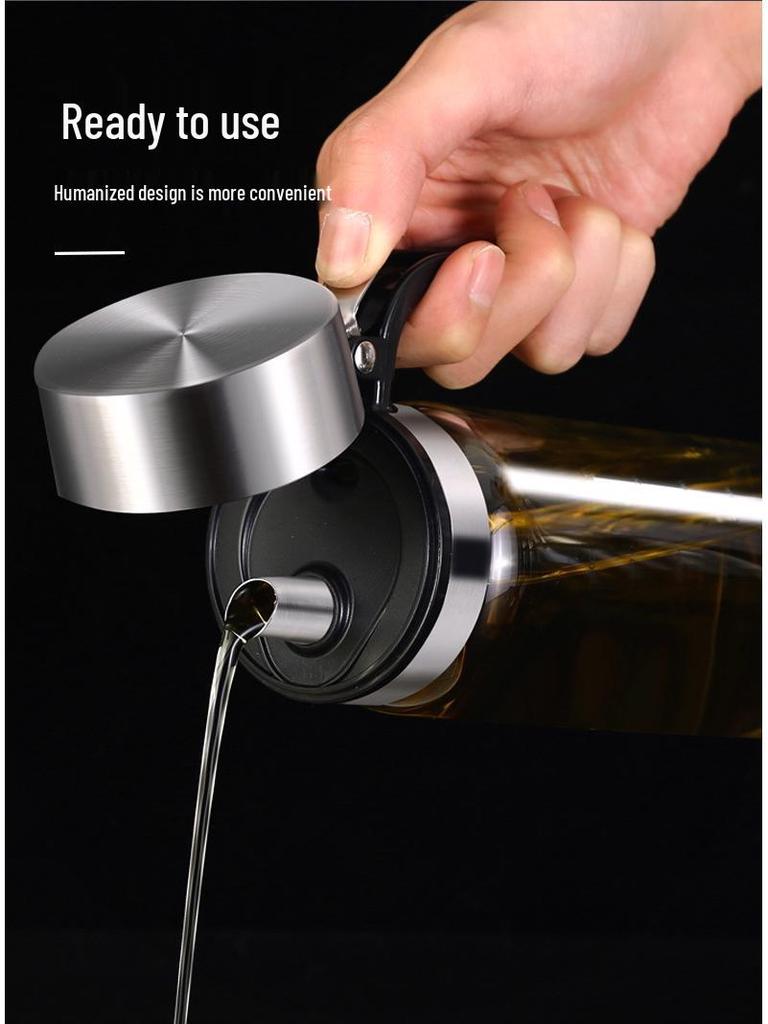 304 Stainless Steel Borosilicate Glass Leak-Proof Oil and Vinegar Bottle - Non-Stick, Ideal for Kitchen Use