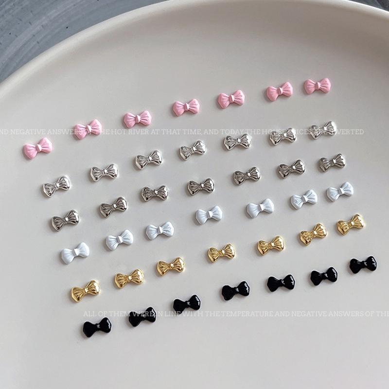 5 Stück 3D Schleifen Krawatte Nagelkunst Charms, Luxus 3D Legierung Schleifen Strasssteine, Nageldekoration Zubehör