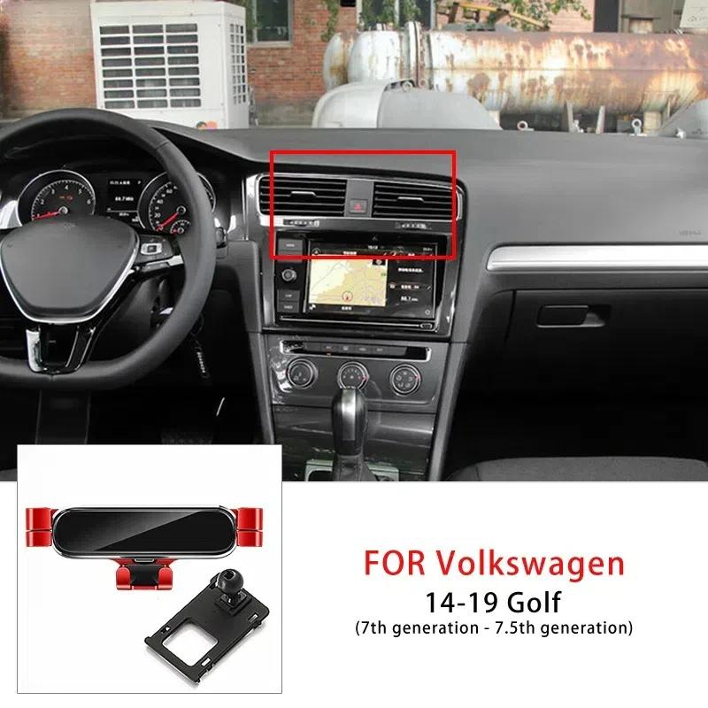 Gravity Car Mobile Phone Holder For Golf 7 MK7 2013- Air Vent Mount Snap-on Stand For Volkswagen VW Golf 7 7.5 MK7 2014- красный