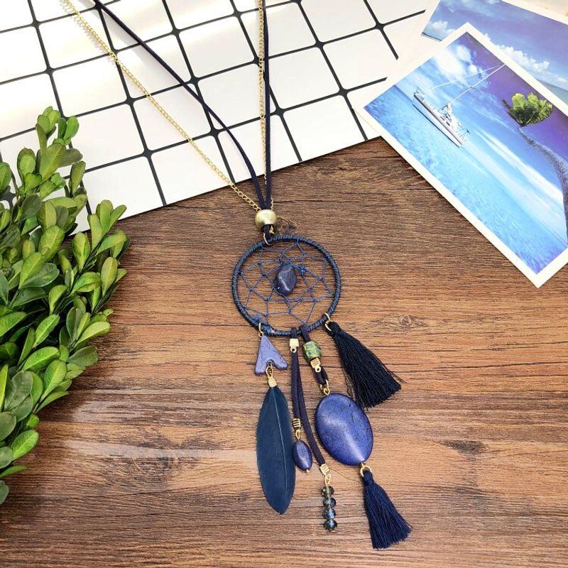 Long Bohemian Dream Catcher Tassel Necklace European and American Retro Fashion Pendant Ethnic Style Accessory for Women