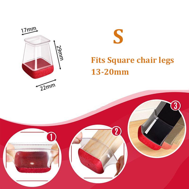 24 Pcs Chair Leg Floor Protectors Square,Silicone Chair Leg Protectors Caps Covers for Hardwood Floors,Furniture Pads Sliders with Wrapped Felt Bottom