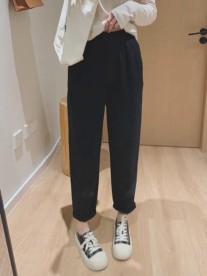 Women's Summer Slim Tencel Carrot Pants - Elastic Waist, Tapered, Nine-Point Harem Style