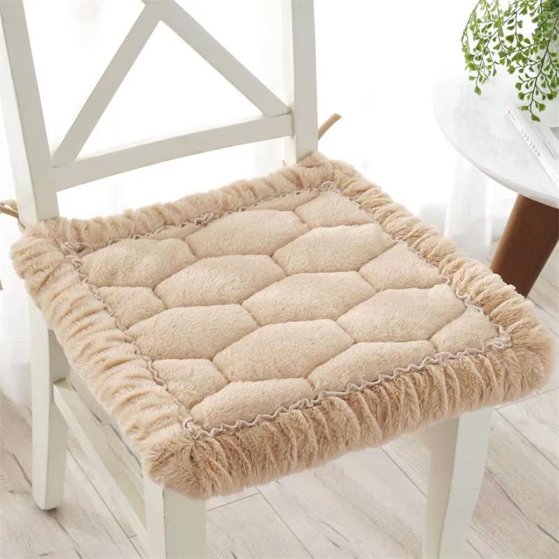 Minimalist Style Soft Office Computer Chair Cushion Simple Grid Pattern Plush Dining Chair Pads Household Decoration Seat Mats