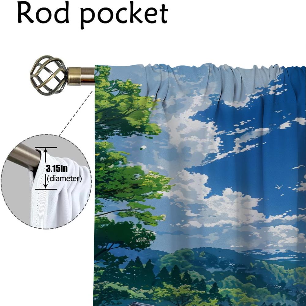 Summer Road Curtain Room Panel Partition Curtains Tulle Bedroom Shades Halloween Decoration Home Elegant Blackout Polyester Sleeping Area Window