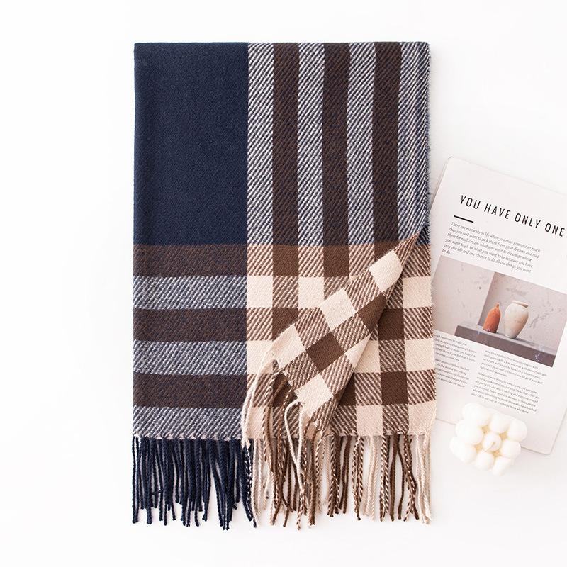Women's New Winter Scarf All Match High End Shawl  Tassel  Korean Style Plaid  Warm Couple  Thickened Scarf