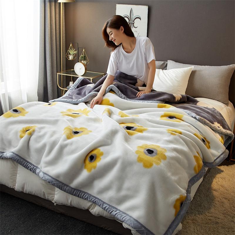 

Winter Class A Thickened Super Soft Warm Raschel Blanket Flannel Coral Velvet Covering Blanket 150*220cm білий