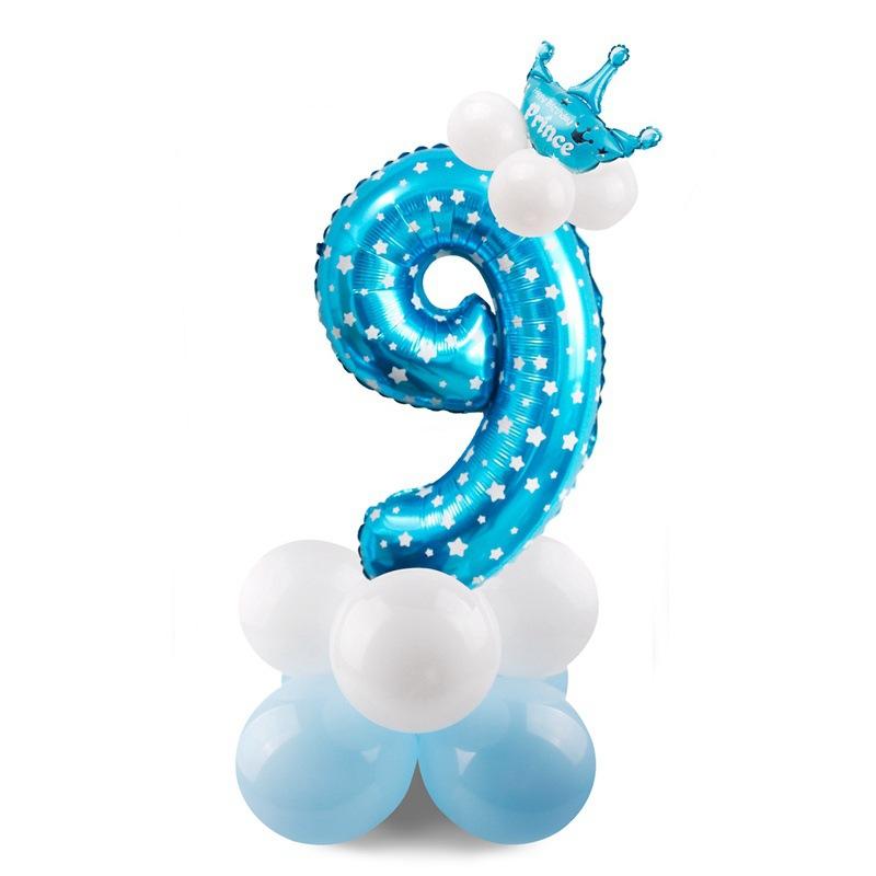 Gradual Change 32 Inch Digital Road Lead Balloon, Column Party Decoration Birthday Aluminum Film Latex Metal Balloon