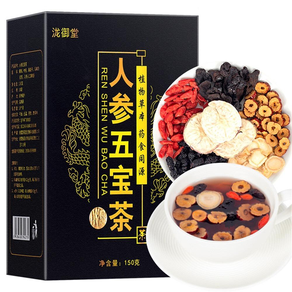 Ginseng Kruidenthee Vijf Ingrediënten Traditionele Melange Cafeïnevrij Botanische Infusie