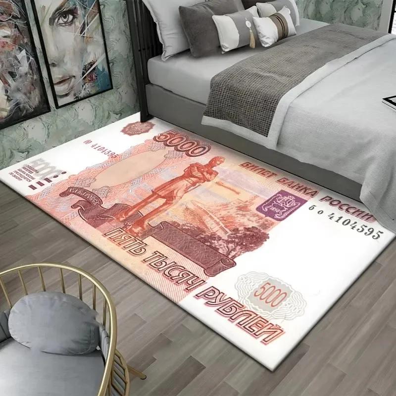 Creative Money Print Kitchen Bills Crystal Velvet Rug Machine Washable NonSlip Entryway Floor Mat for Indoor Porch Bathroom
