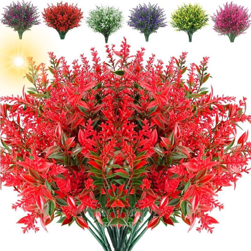 6 Fasci Di Fiori Artificiali Per Esterni, Resistenti UV, Piante Finte In Plastica, Altezza 35 Cm, Per Giardino, Balcone, Portico, Matrimonio
