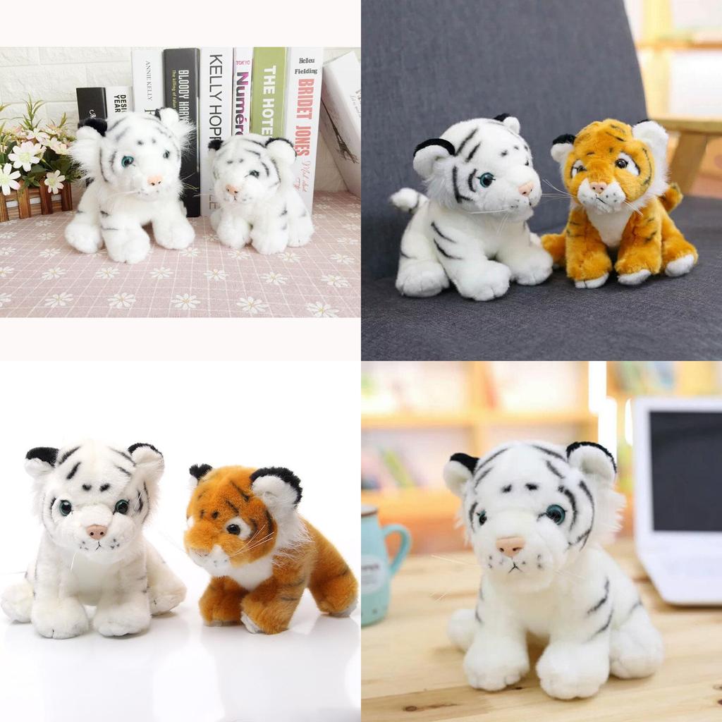 Adorable Cute Plush Tiger Animal Toy In White And Yellow For Kids And Collectors