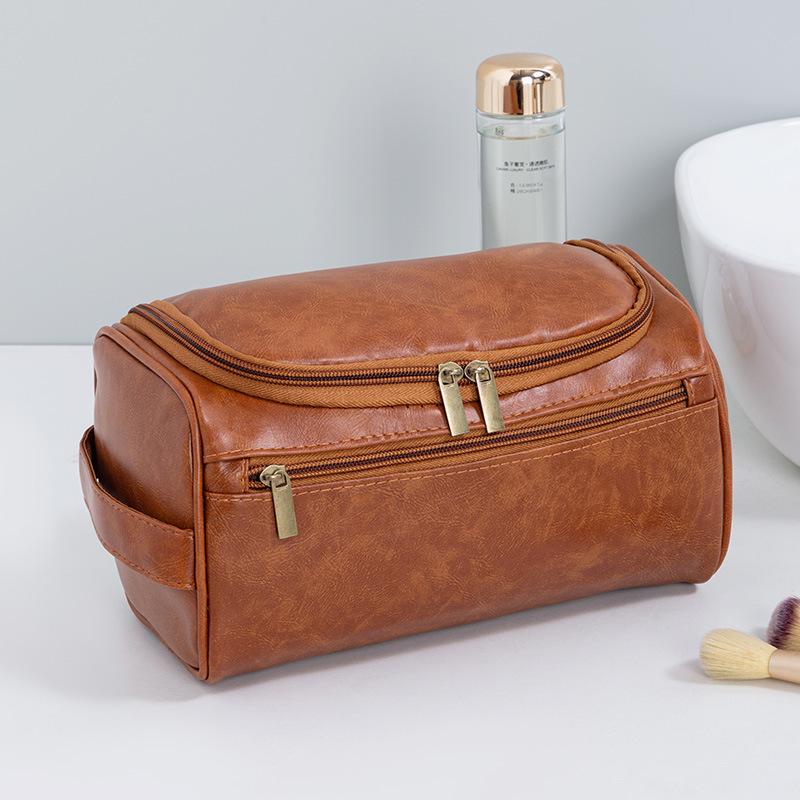 Men s PU Leather Hanging Toiletry Bag – Cross-Border Travel Essentials