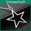 Trendy 36x33mm Silver Hollow Star Pendant Necklace In Alluring Alloy For Unisex Style