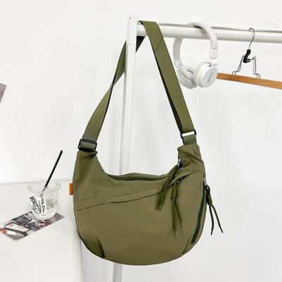 Women's Nylon Shoulder Sewing Bag  Casual Monochromatic Zipper  Large Capacity  Shoulder Strap  Fashion