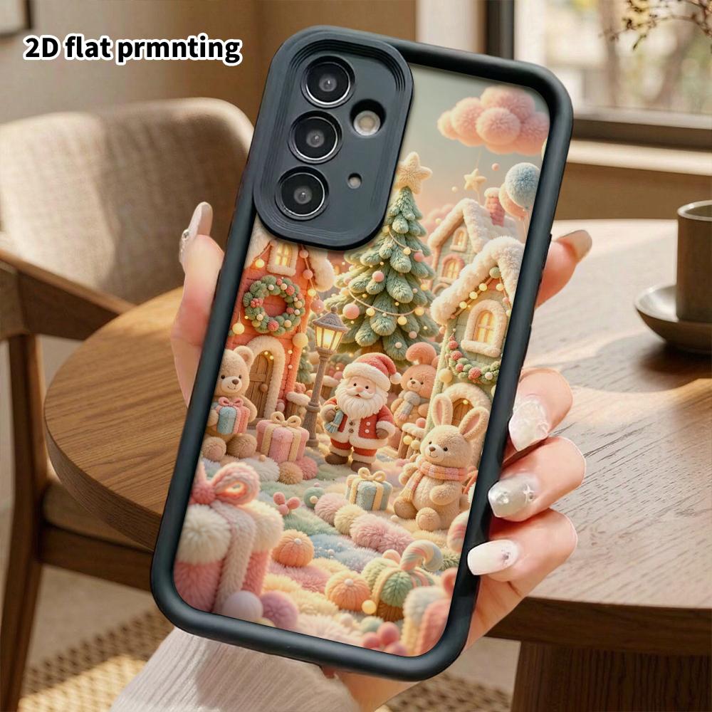 Phone case: 2D flat design suitable for Samsung Galaxy A34 A35 M05 M06 S20 S22 S21 FE Plus 5G protective case, Christmas village, perfect holiday gift