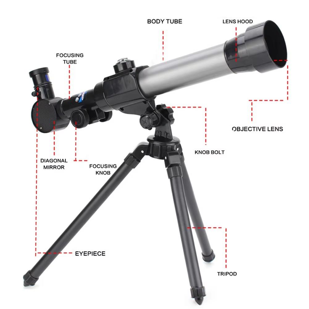 Children's Educational Astronomical Refractor Telescope With 20x 30x 40x Eyepieces, Science Beginner Monocular Kit For Stargazing Nature