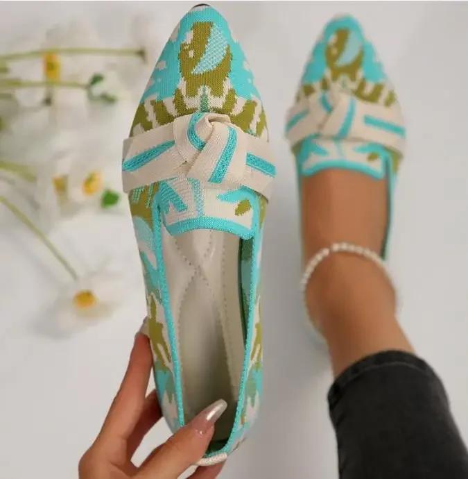 Fashion Women's Shoes Loafers Leopard Ballet Flats Pointed Toe Barefoot Slip-on Low Heel Luxury Stripe Print Woman Shoe Butterfly Size43