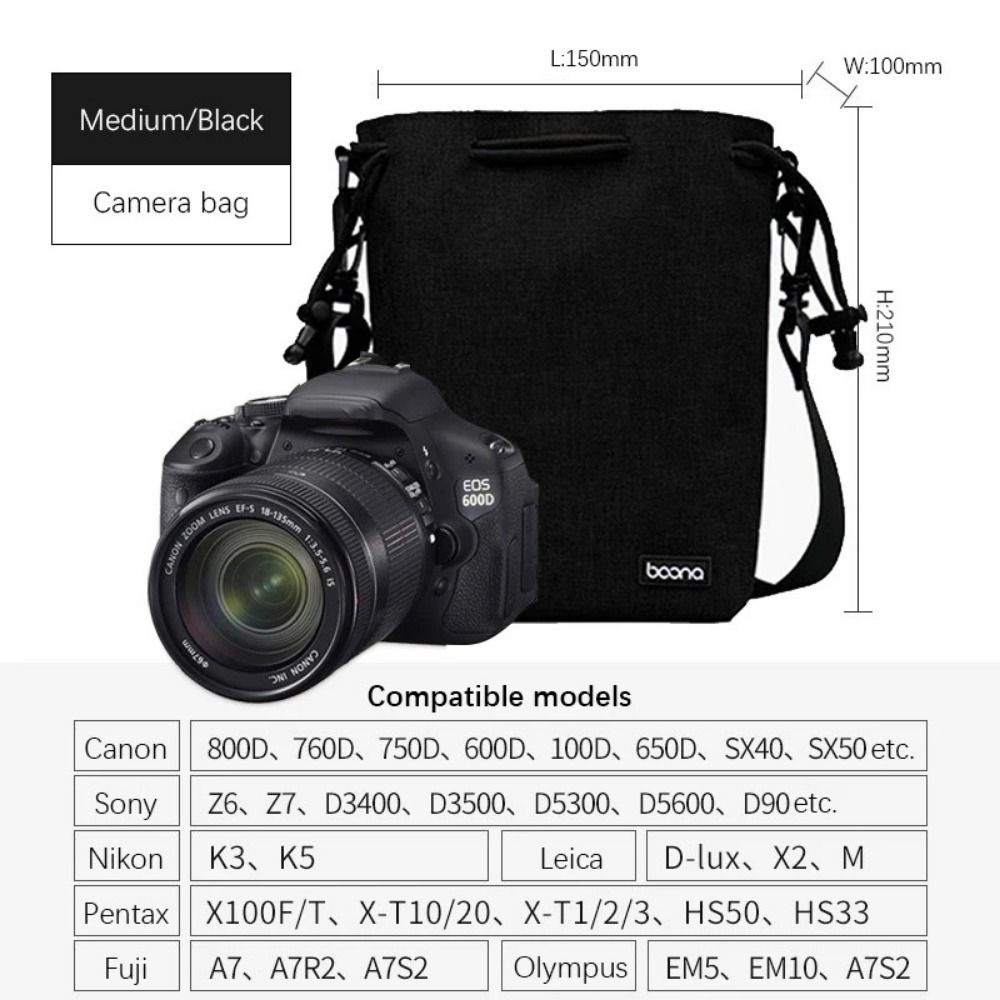 Adjustable Strap Camera Storage Bag Dustproof Velvet Lining DSLR Drawstring Bag Inner Bag Waterproof Lens Protective Case