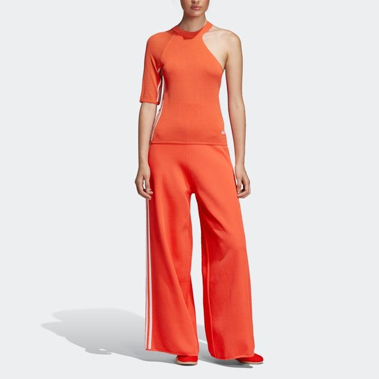 Adidas Originals Three Stripes Wide Leg Casual Pants Women Bottoms Red DU7871