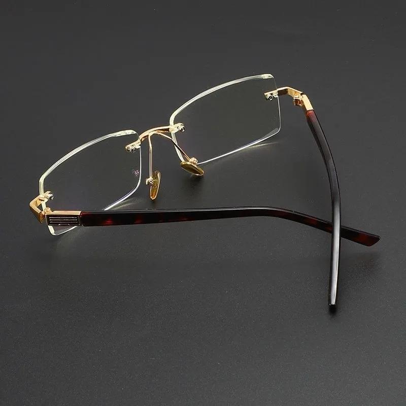 New Trend Frameless Reading Glasses Anti Blue Light Metal Presbyopia Eyewear Diopter +1.0 To +4.0 Fashionable Cut Edge
