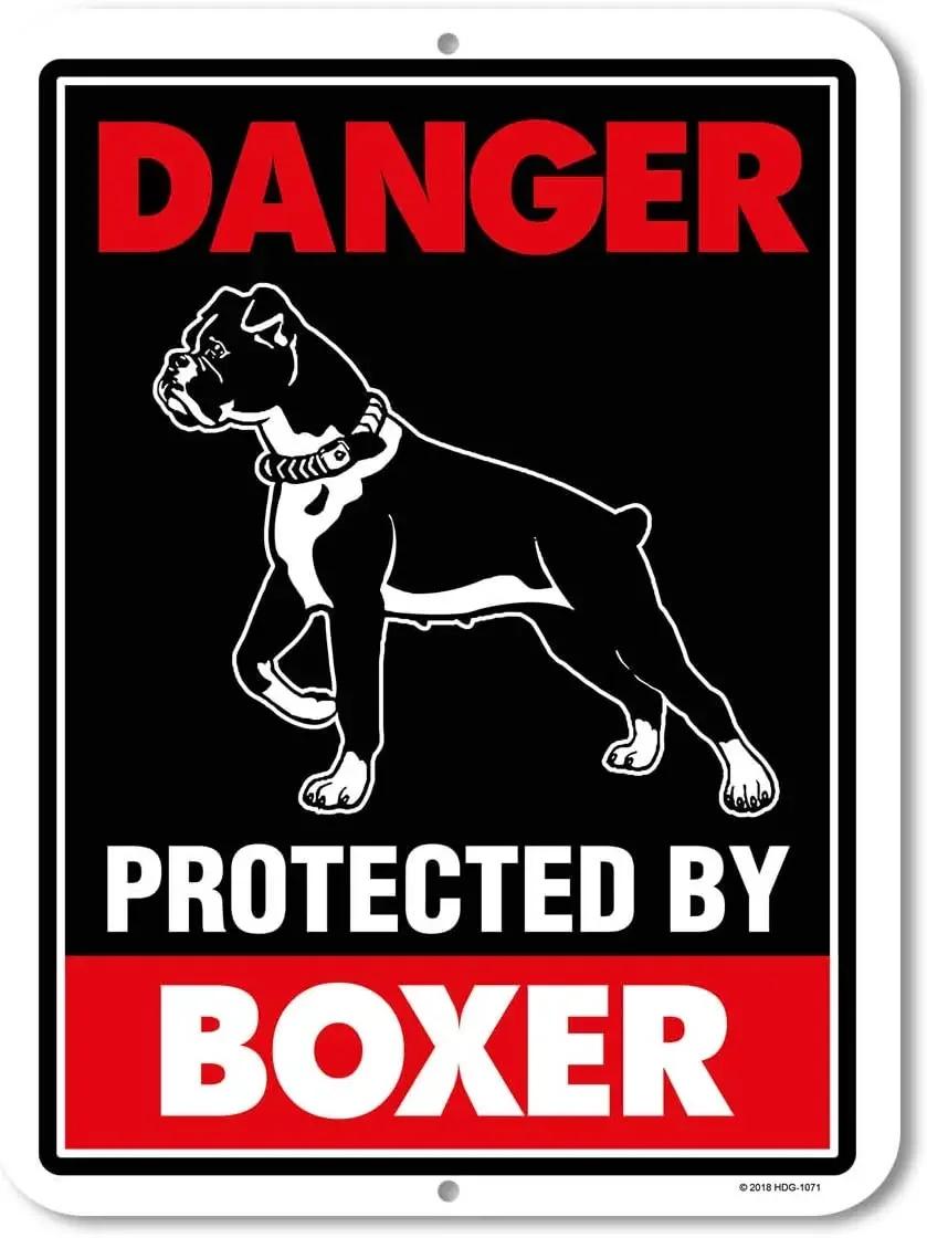 Honey Dew Gifts Beware of Dog Sign Danger Protected by Boxer  Beware of Dog Warning Metal Aluminum Sign 20x30cm