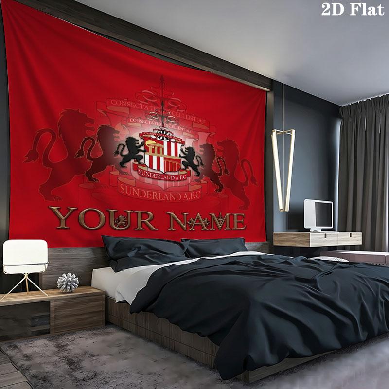 Sunderland A.F Custom Name Wall Tapestry Aesthetic Wall Hanging Printed Fabric Blanket Decorative Tapestries for Bedroom Living Room Home Decor