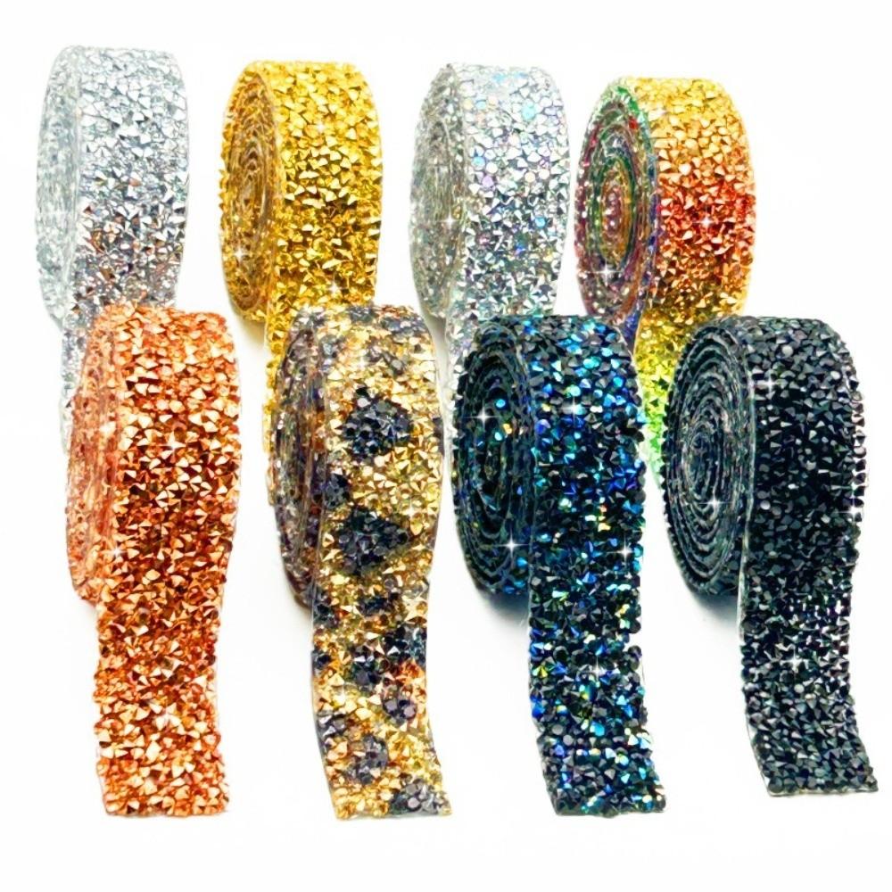 Decorative Strip Colorful Resin Rhinestone Shiny Flexible Rhinestone Strip Self Adhesive DIY Rhinestone Sticker Garment Decor