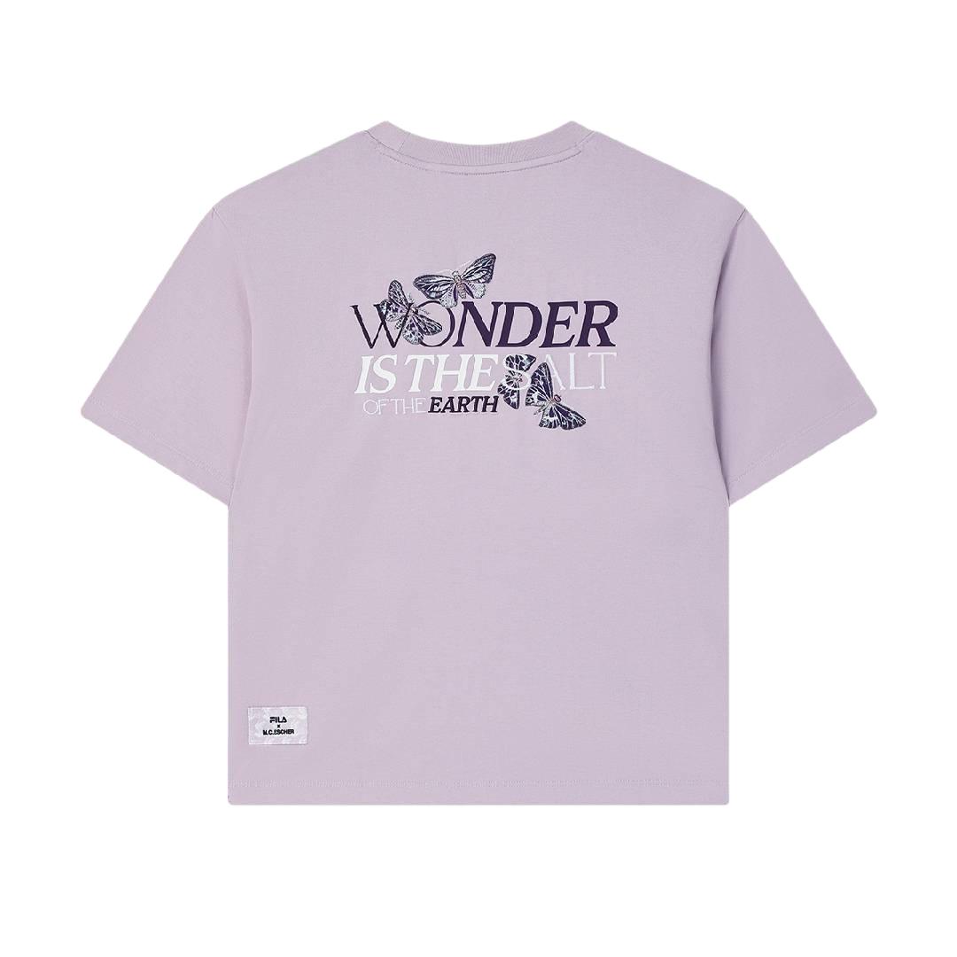 

New FILA x M.C.ESCHER SS25 T Shirt Women s Bright Purple Pink F11W538115F-PK 165/84A/M