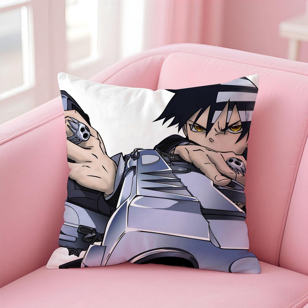 Hot Anime S-Soul Eaters Cushion Cover Pillowcase Short Plush Invisible Zipper Room Sofa Cushion Cover