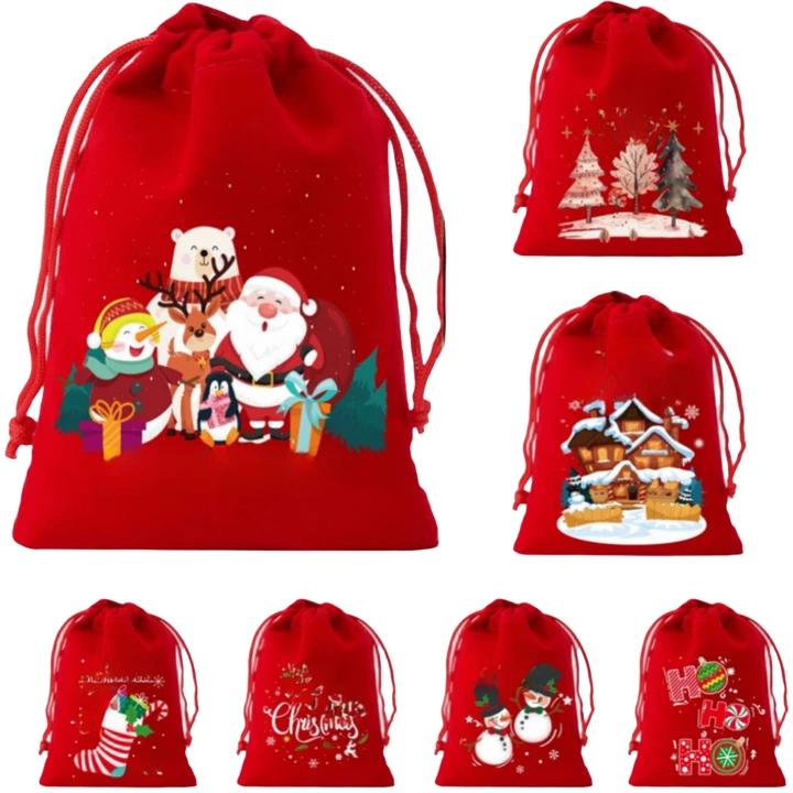 Nikolaussack Set Kordelzug Geschenktaschen Verschiedene Größen Erhältlich Großes Set Festlicher Geschenktaschen Saisonale Feiern