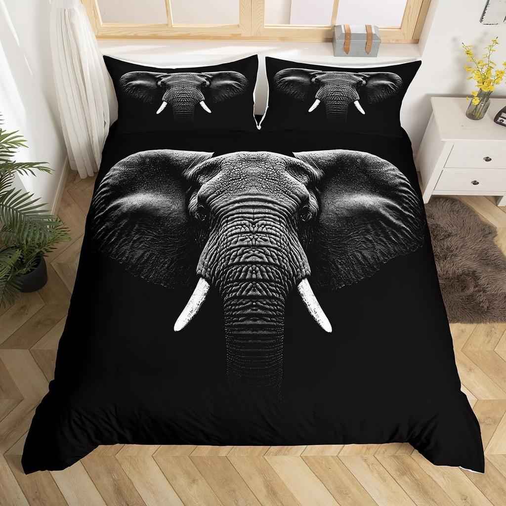 Elephant Duvet Cover Full Queen Size Wild Animal Bedding Set for Boys Girls Bedroom Dorm Decor Nature Wildlife Comforter Cover