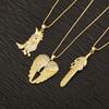 Hip Hop Style Wings Shape Pendant Necklace Zircon Charm Clavicle Chain Pendant Necklace  Unisex