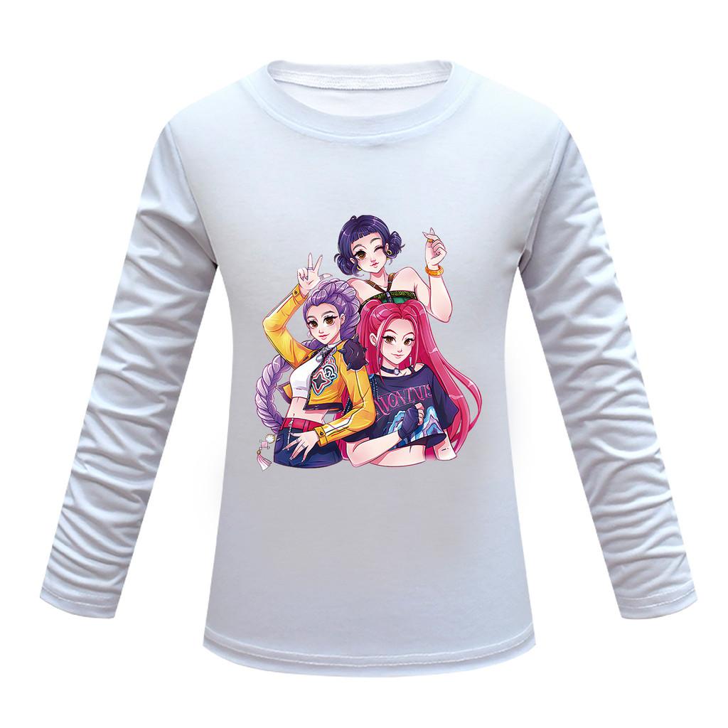 Dětské Dívčí Anime Kreslené K-POP Rumi Zoey Mira Potištěné Ležérní Tričko s Dlouhým Rukávem Top