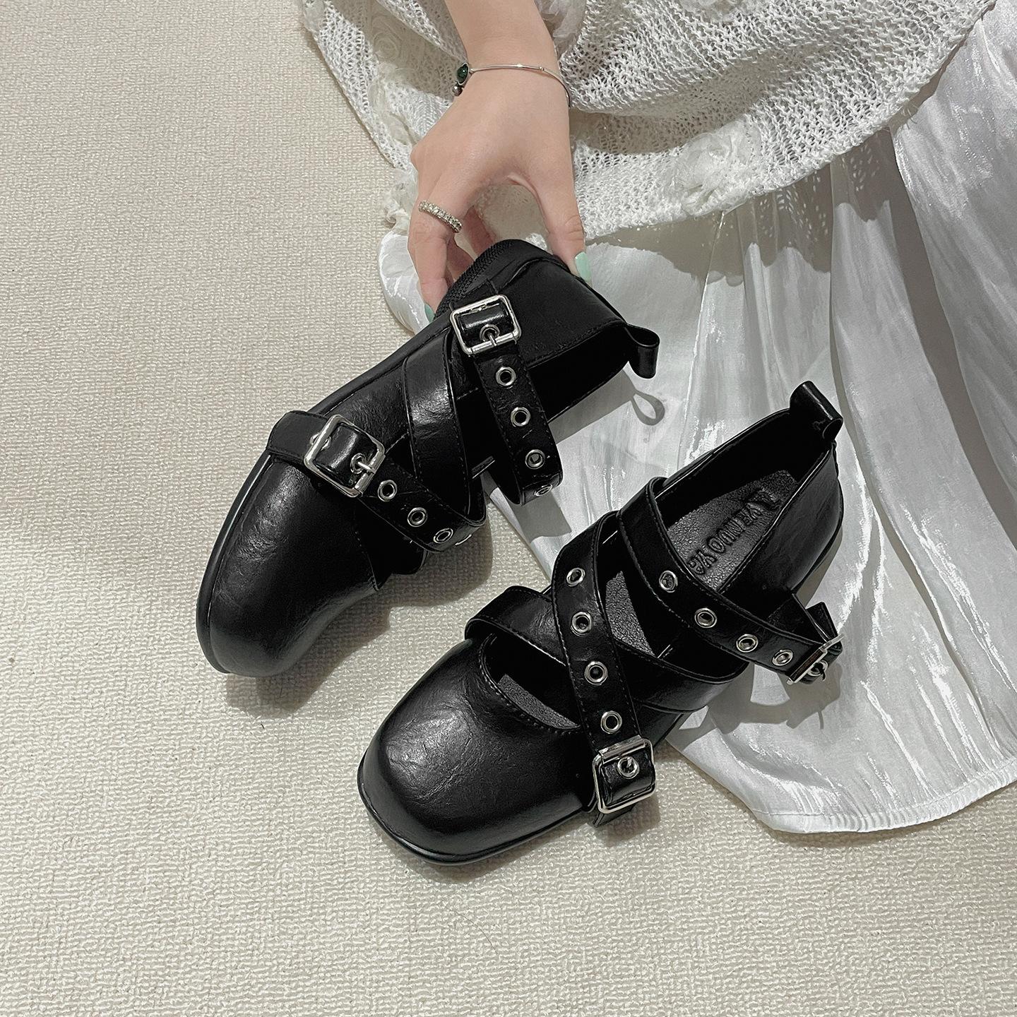 

Модная весенне-осенняя женская обувь Мэри Джейн, модная с квадратным носком, женские удобные балетки на мягкой подошве, с ремешком и пряжкой, женские удобные балетки 40 чёрный